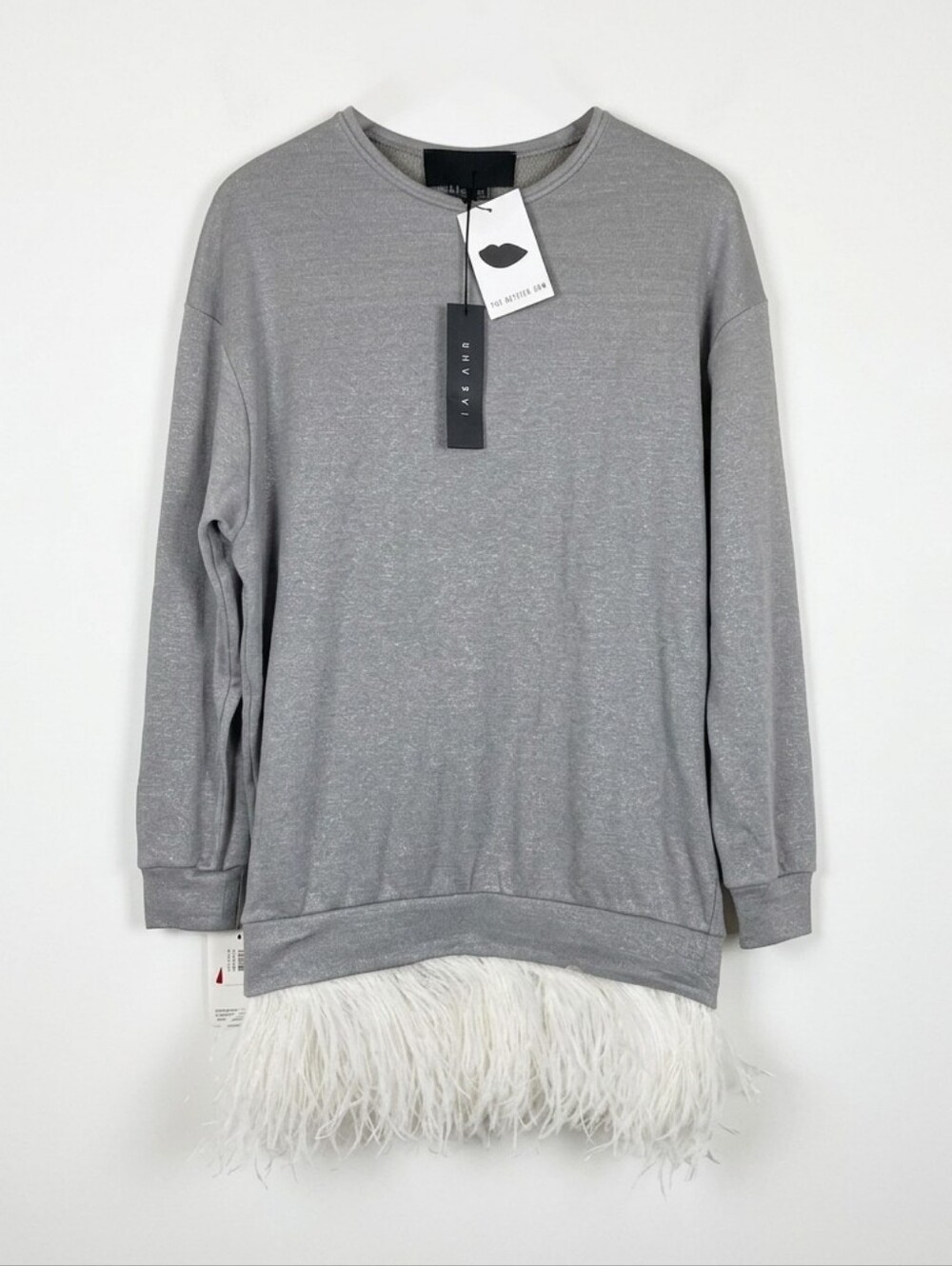 NWT Jay Ahr Women's Feather Hem Gray Sweatshirt Dress Size XS